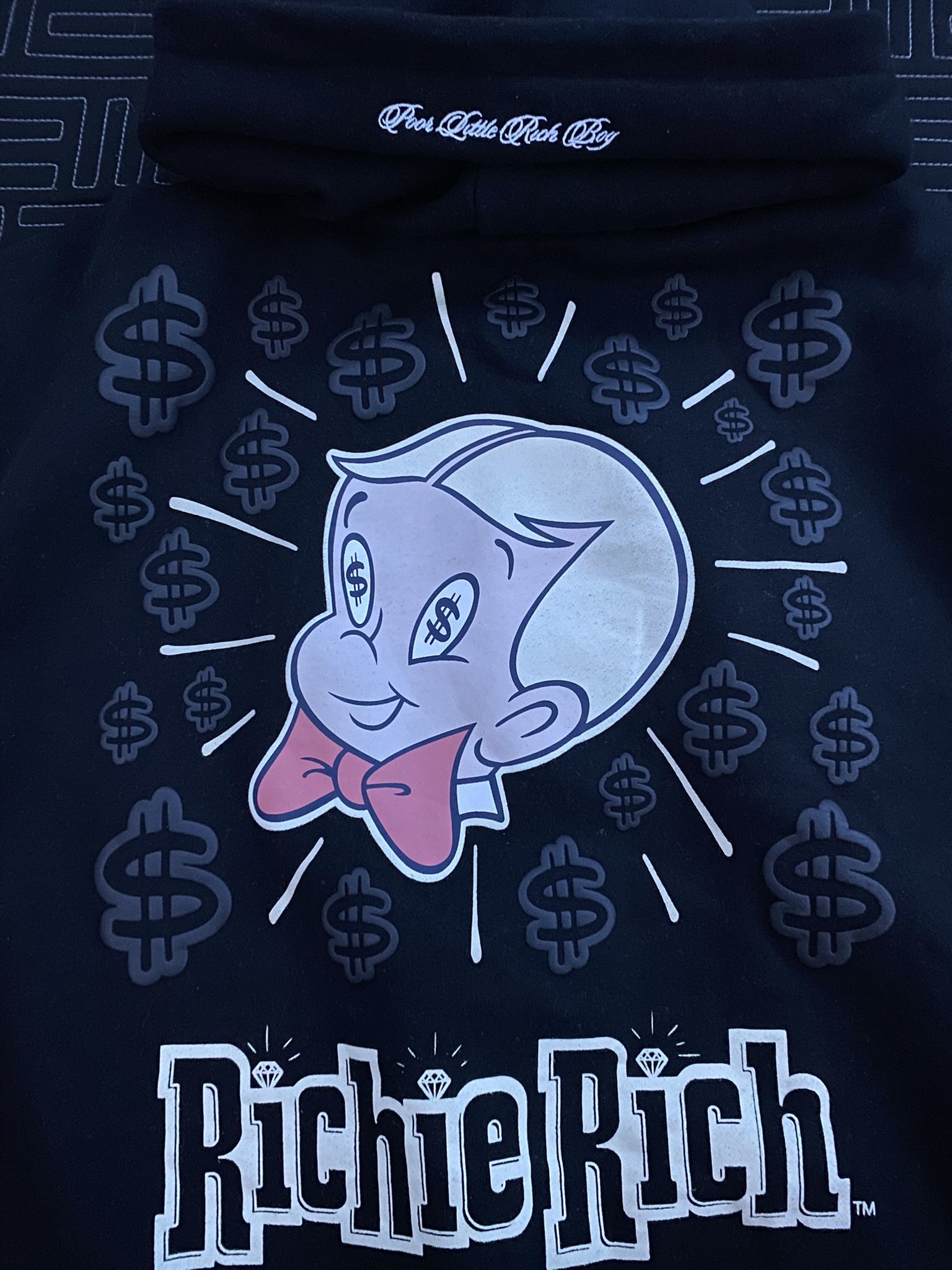 Black, White, Yellow, Pink Richie Rich x Shoe Palace Hoodie Collab Size L