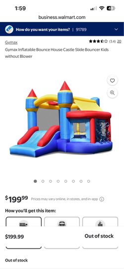 Gymax Inflatable Bounce House Castle Slide Bouncer Kids without Blower