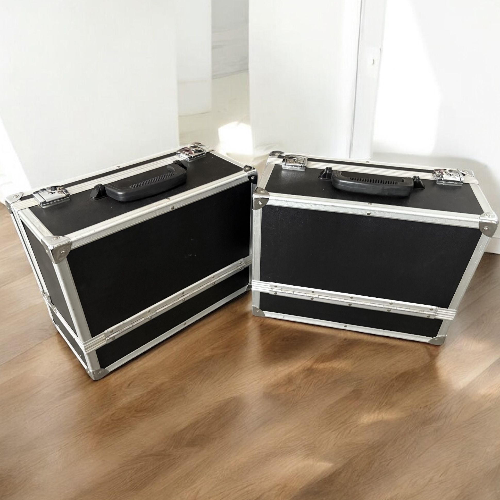 $5 for (2) Large Black Cosmetic Make Up Case Carrier Box-15W x 11.5D x 7.5H