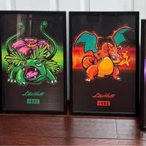 4 Framed Pokemon Decorative Hanging Blastoise Venusaur Charizard Haunter 13”x19” $35 for All