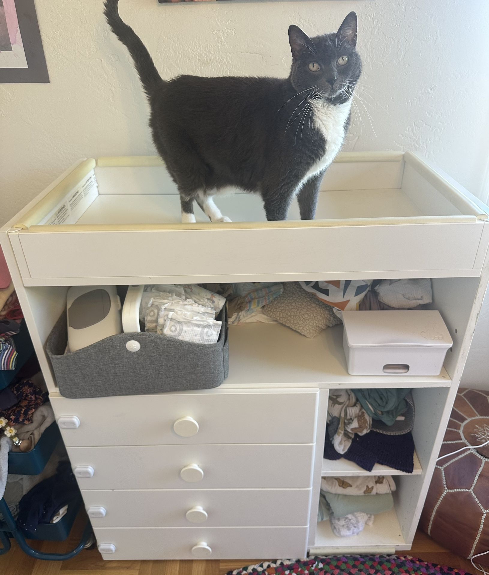 White Wooden Baby Changing Table Dresser