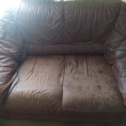 Matching Set Of 3 Leather Couch Loveseat Chair