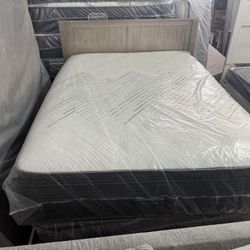 NEW QUEEN BED FRAME & MATTRESS