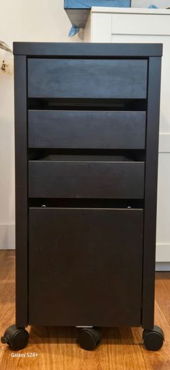 Black Rolling Filing Cabinet with Drawers
