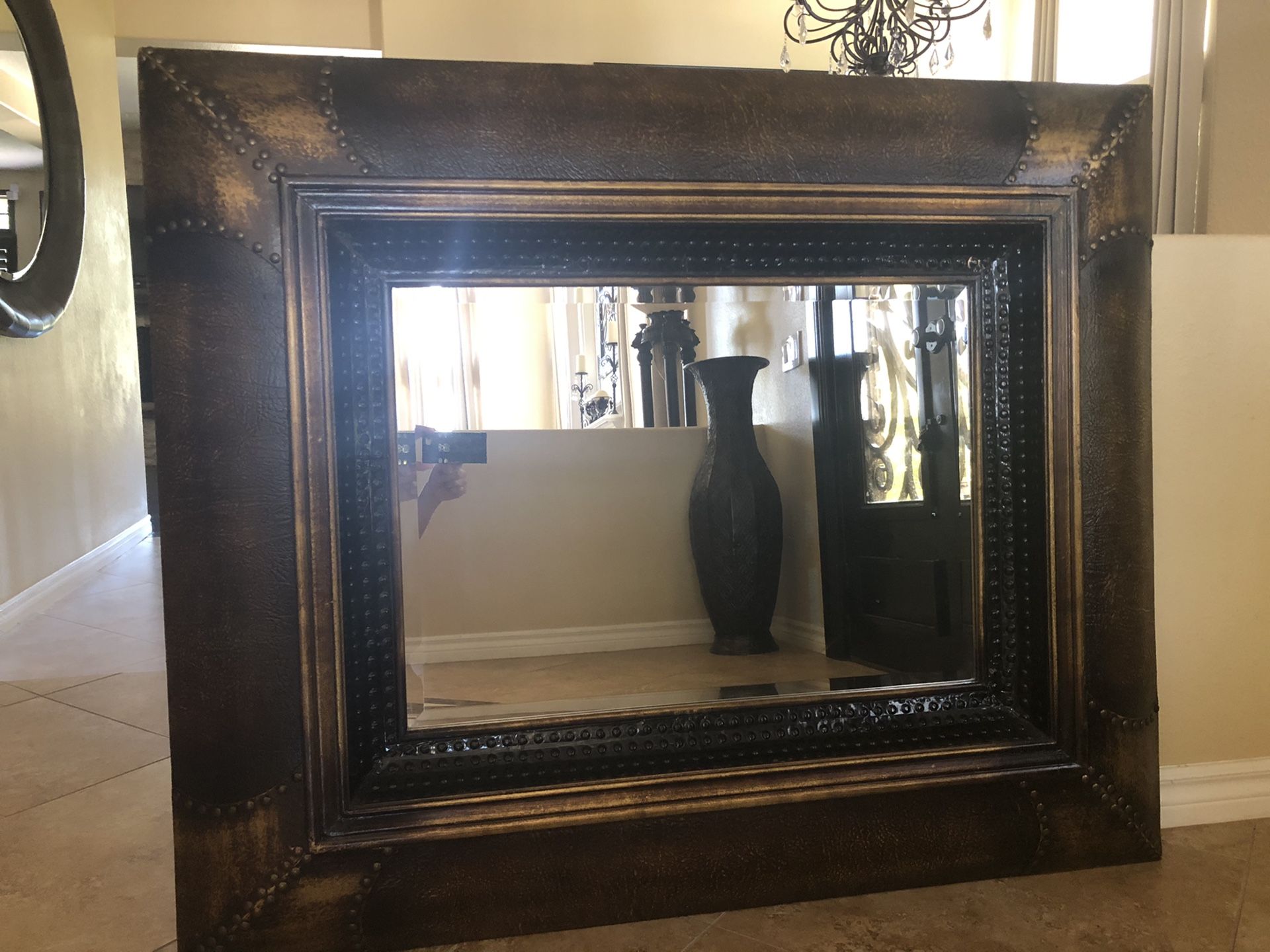 Studded large mirror