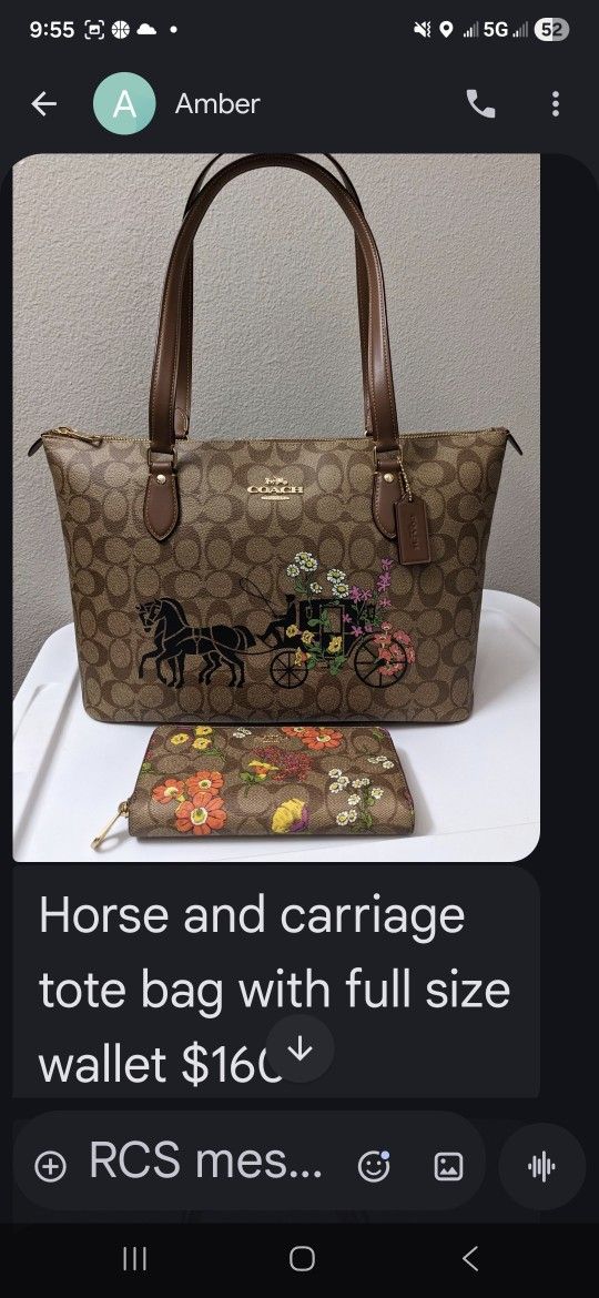 Coach Horse & Carriage Tote Bag With Wallet
