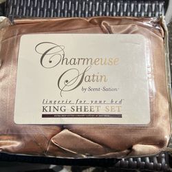 King Size Charmeuse Scent Sation Gold Sheet Set