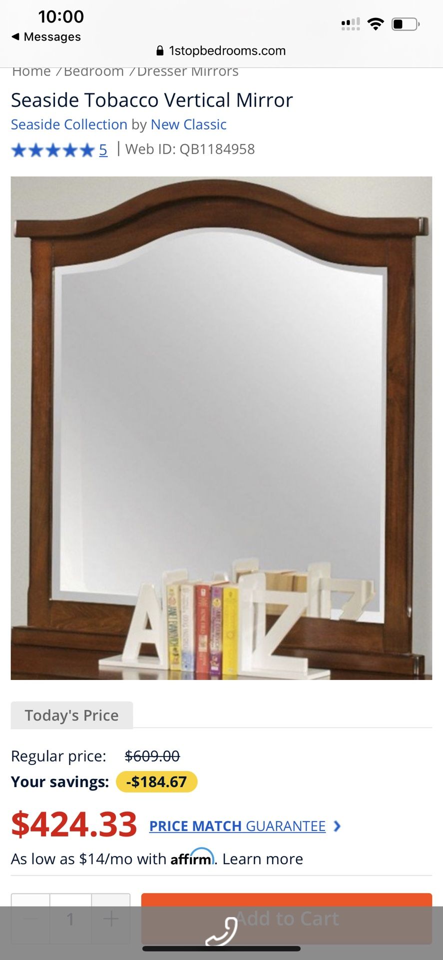 New Classic Furniture Seaside Mirror, Tobacco