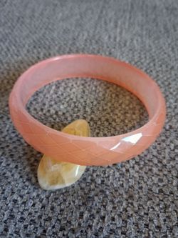 Faceted Peach Pink Bangle Bracelet