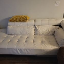 L Shape White Leather Couch