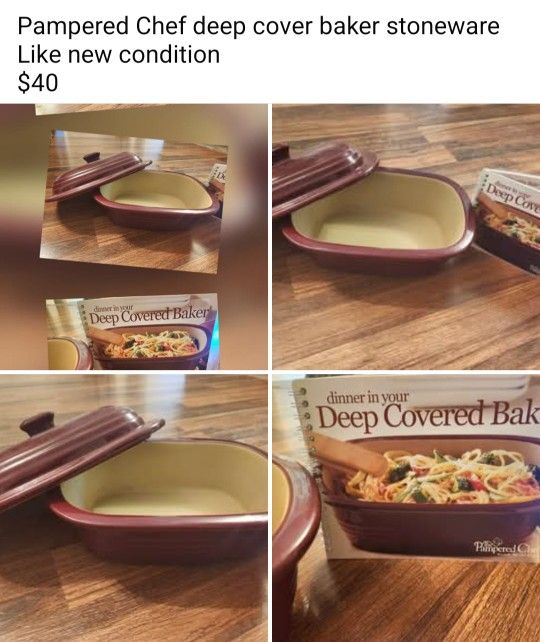 Pampered Chef Deep Cover Baker Stoneware