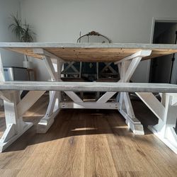 Custom Made 5 Ft Grey Farmhouse Wood Table 