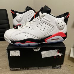 Size 9 - Air Jordan 6 Low Infrared 2015 White Black Red Leather Tumbled