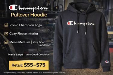 Champion Pullover Hoodie – Men’s Medium – Black - NWT 