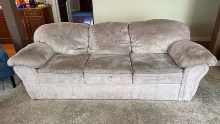 Beige Microfiber Sofa + Loveseat Set