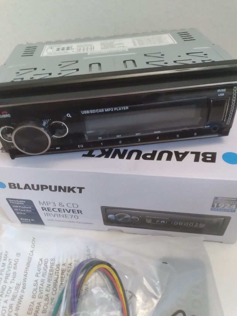 BLAUPUNKT AM FM BLUETOOTH USB AUX REMOTE CONTROL DETACHABLE FACE NOT CD PLAYER ( BRAND NEW PRICE IS LOWEST INSTALL NOT AVAILABLE )