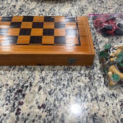 2 In 1 Wooden Game Box- Chess And Checkers