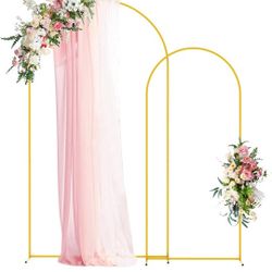 2 Gold Metal Arches For Wedding, Quinceanera, Anneversary, Birthday, Babyshower Or Any Occasion 7.2 Ft And 6ft