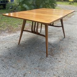 Vintage Mid century modern restored Blowing Rock dining table with two leaves