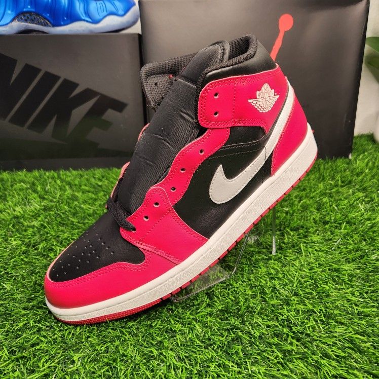 Men Jordan 1 Mid Black Gym Red Size12.5