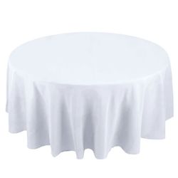 Qty. 17 120” White Premium Polyester Round Tablecloths