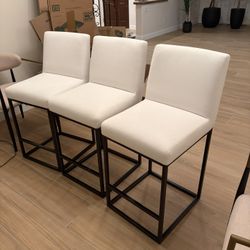 RESTORATION HARDWARE ARMLESS FABRIC BAR & COUNTER STOOLS