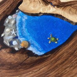 Ocean & Rock Theme Tables~ Exotic Hardwoods & Epoxy~ Please Read Description!!
