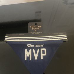Brass Monkey The Real MVP Dog Bandana – Durable Cotton Pet Bandana, One Size Fits Most – 9” W x 6” H