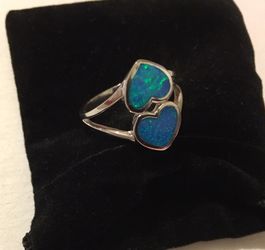 NEW Sterling Silver Two Heart Ring # 6