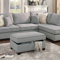 Brand New Grey sectional With Free Storage Ottoman Grey Gray L Shape Sectional 