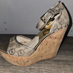 Michael Kors Gold Cork Wedge Heels