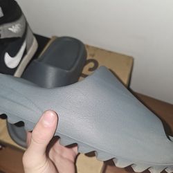 Grey Yeezy Slides With Box