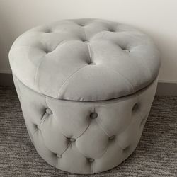 Gray Velvet Tufted Ottoman