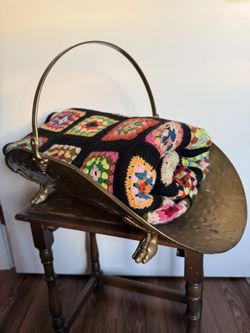 Vintage Brass Firewood Holder | Hammered Metal Log Carrier