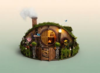 The Magic Ring Handmade Enchanted Hobbit Cottage Miniature dollhouse