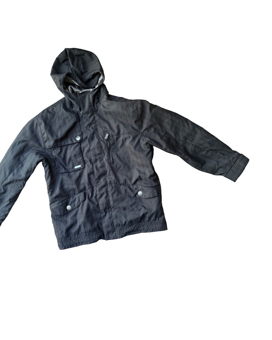 Burton BM Esquire Mens Black Striped Ski Snowboarding Jacket Hooded Full Zip