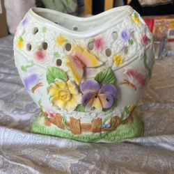 Ceramic Butterfly Heart Shape Vase