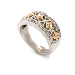 0.40 TCW Round Diamonds 14K Two-Tone Solid Gold Band Ring Size 8