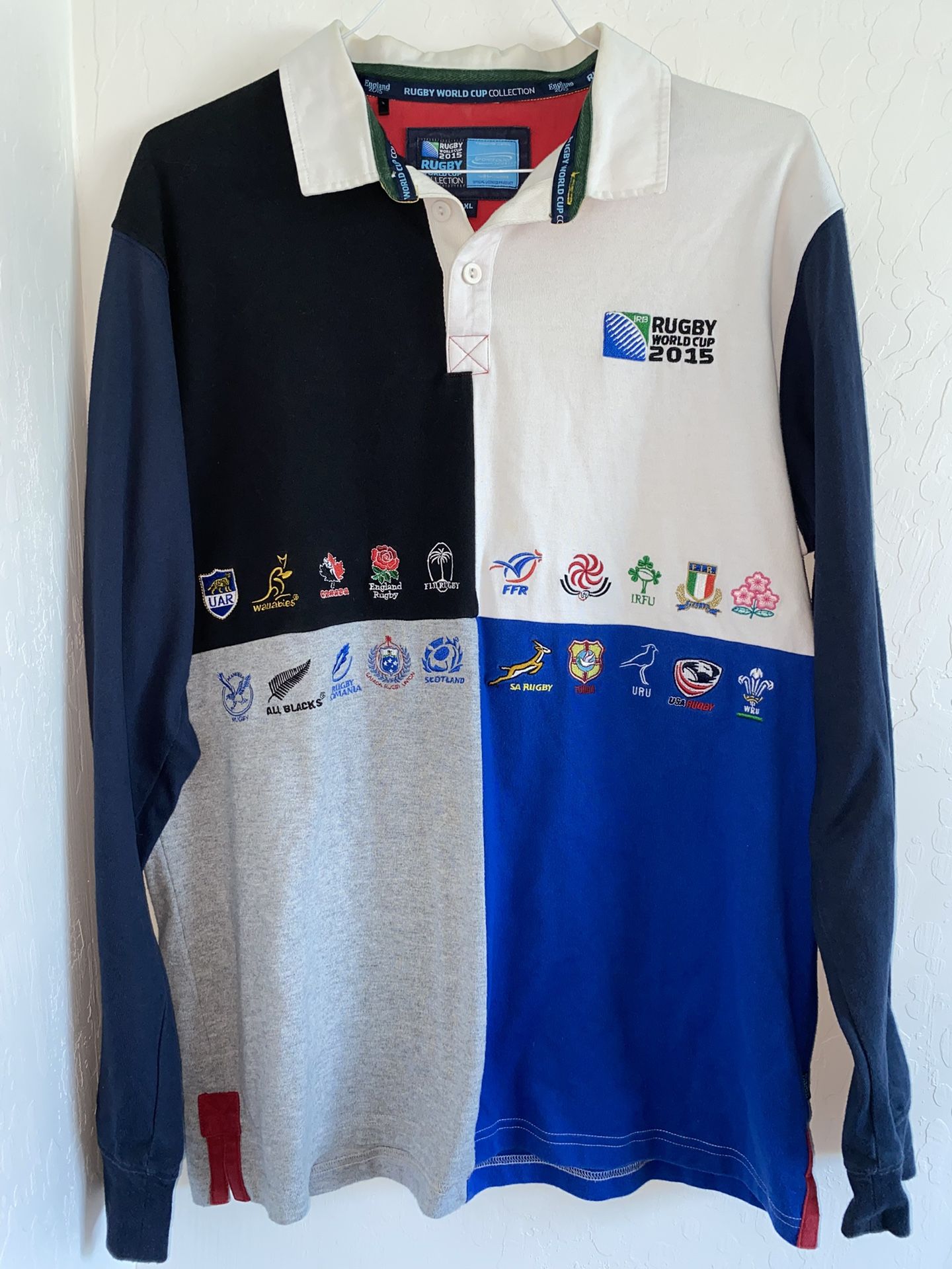 2015 Rugby World Cup Jersey Mens Size 2XL Multicoloured Long Sleeve Badge Jersey