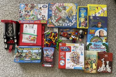 Puzzles, Board Games, Books, Building Sets