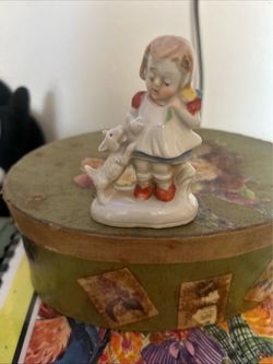 Vintage Porcelain Girl with Lamb Figurine