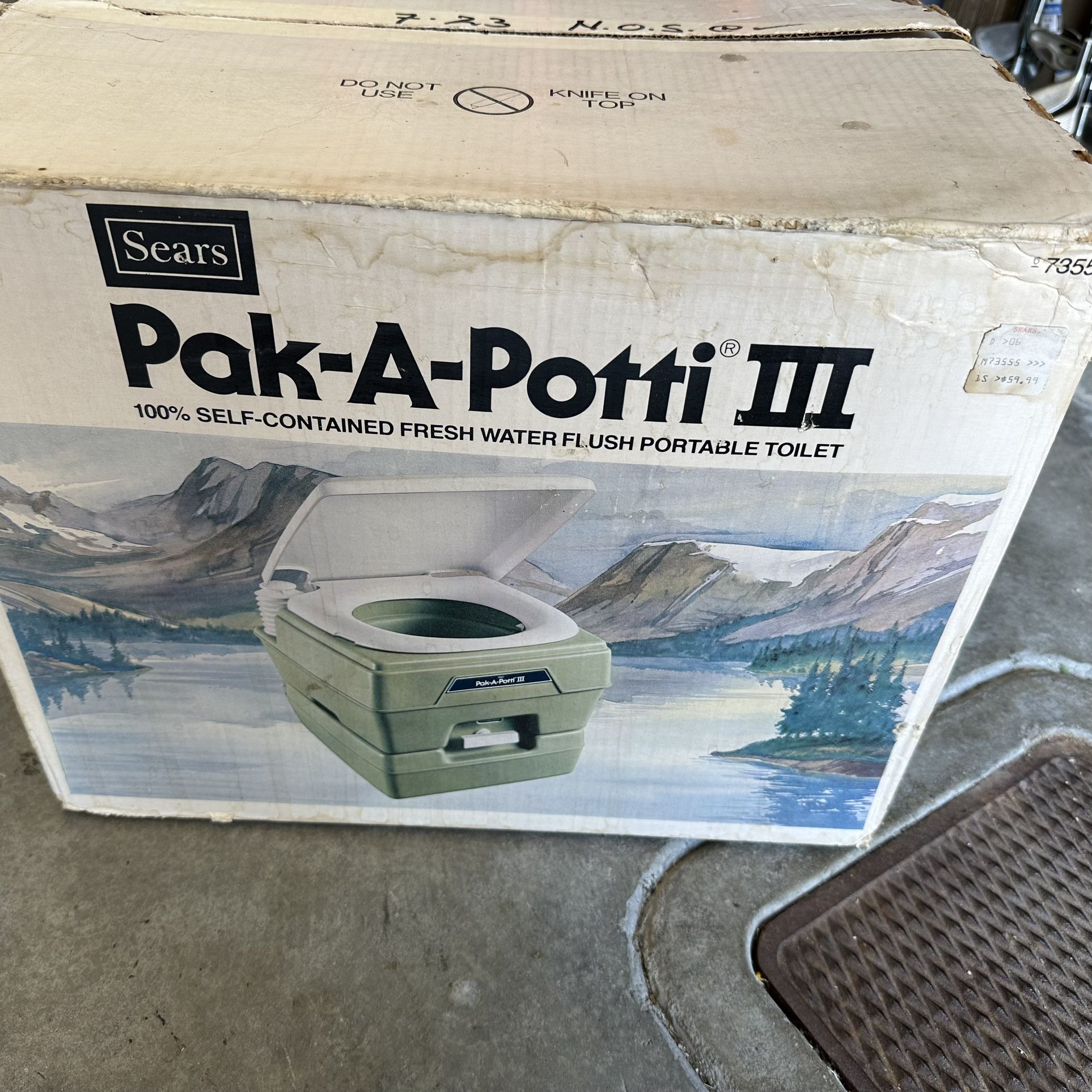 Vintage Sears Pak-A-Potti Portable Toilet Porta Potty RV Camping Avacado Green