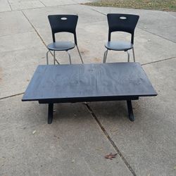 Black Coffee Table And Two Chairs 