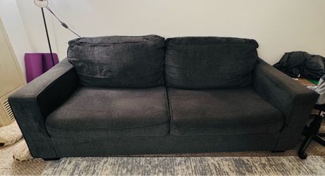 Large Dark Gray Fabric Sofa – Comfortable Living Room Couch and one  Extra three-seater convertible bed — FREE