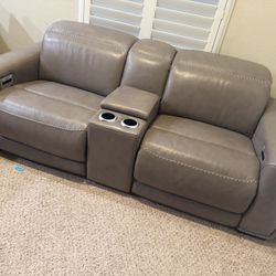 Ashley Furniture Correze Collection Leather/Power Recline Sofa & Loveseat W/ Console 