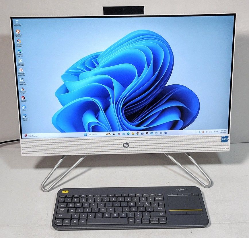 HP 23.8" All-in-One Desktop PC, 12th Gen. Intel Core i3-1215U, 8GB RAM, 512GB SSD, Touchscreen
