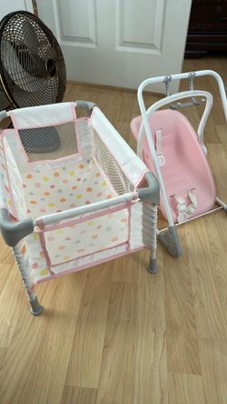 FREE BABY DOLL crib and rocking swing or baby chair