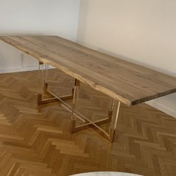 Light wood Dining Table With Lucite Base 