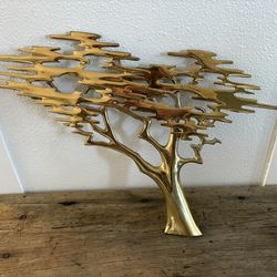 Gorgeous Vintage Brass Bonsai Wall Sculpture