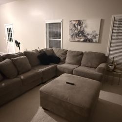 Sectional Sofa And Oversized Ottoman